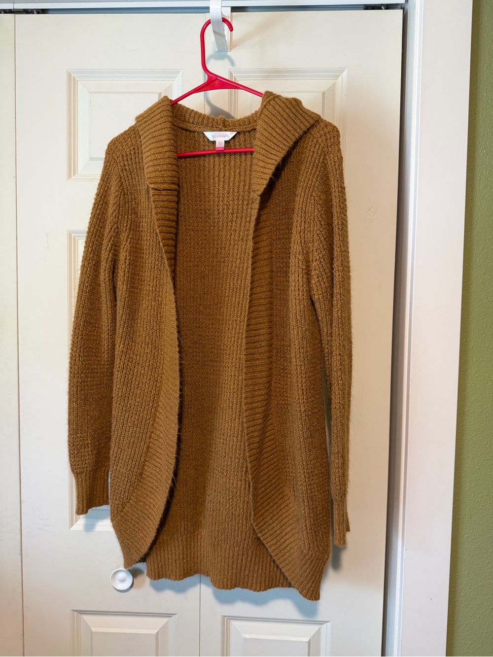 No Boundaries Hooded Open-Front Cardigan Sweater - Camel